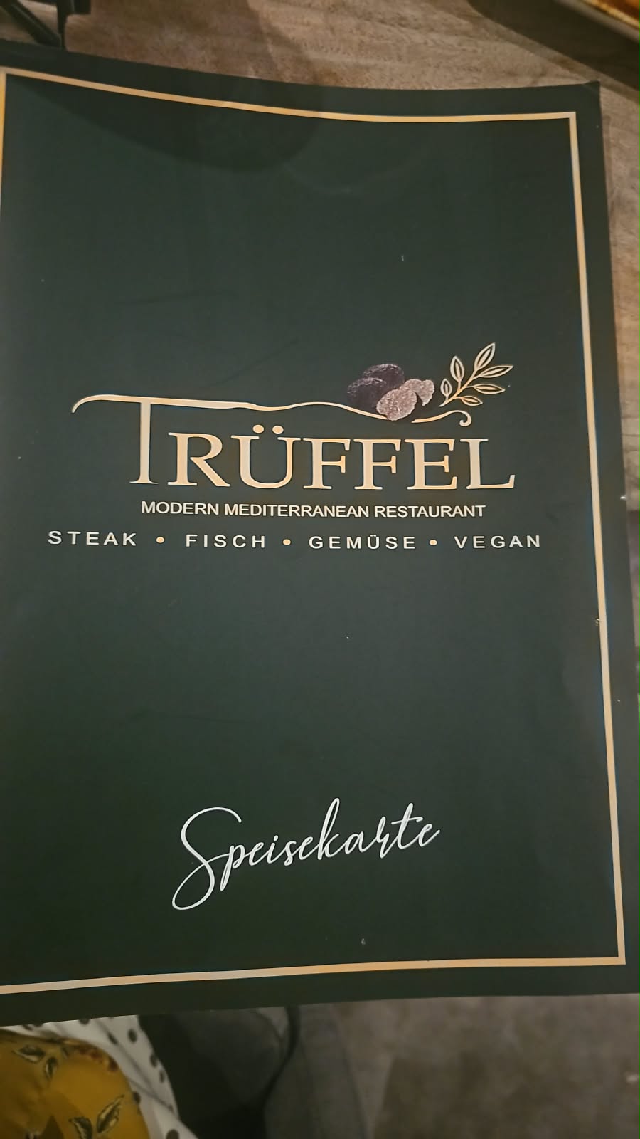 Speisekarte des Trüffel Modern Mediterranean Restaurant
